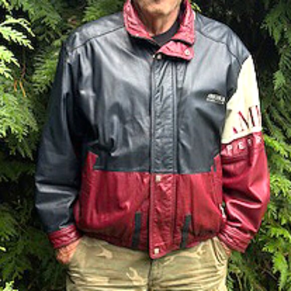 Perry Ellis America Mens Bomber Leather Jacket size XXL - Picture 8 of 8